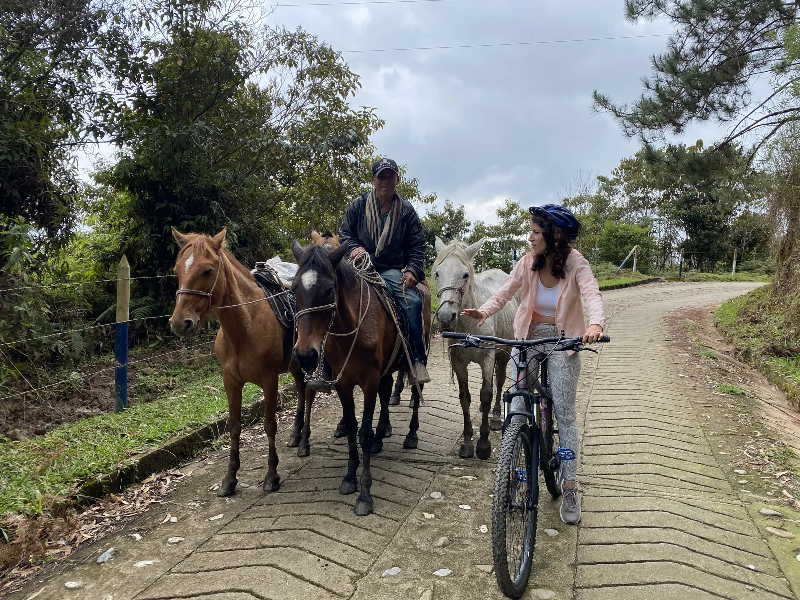 Sharing the backcountry road with horses near Guatapé